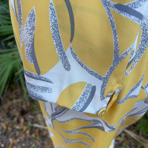Vintage 90s Wrap Dress Yellow White Oversized Floral Print Lady Carol Size M L - Picture 9 of 13